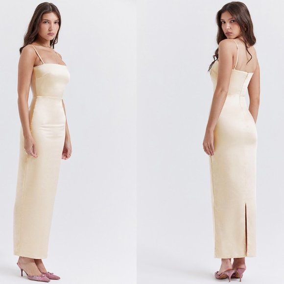 HOUSE OF CB 'Costanza' Vintage Cream Maxi Dress NWOT - Picture 4 of 13